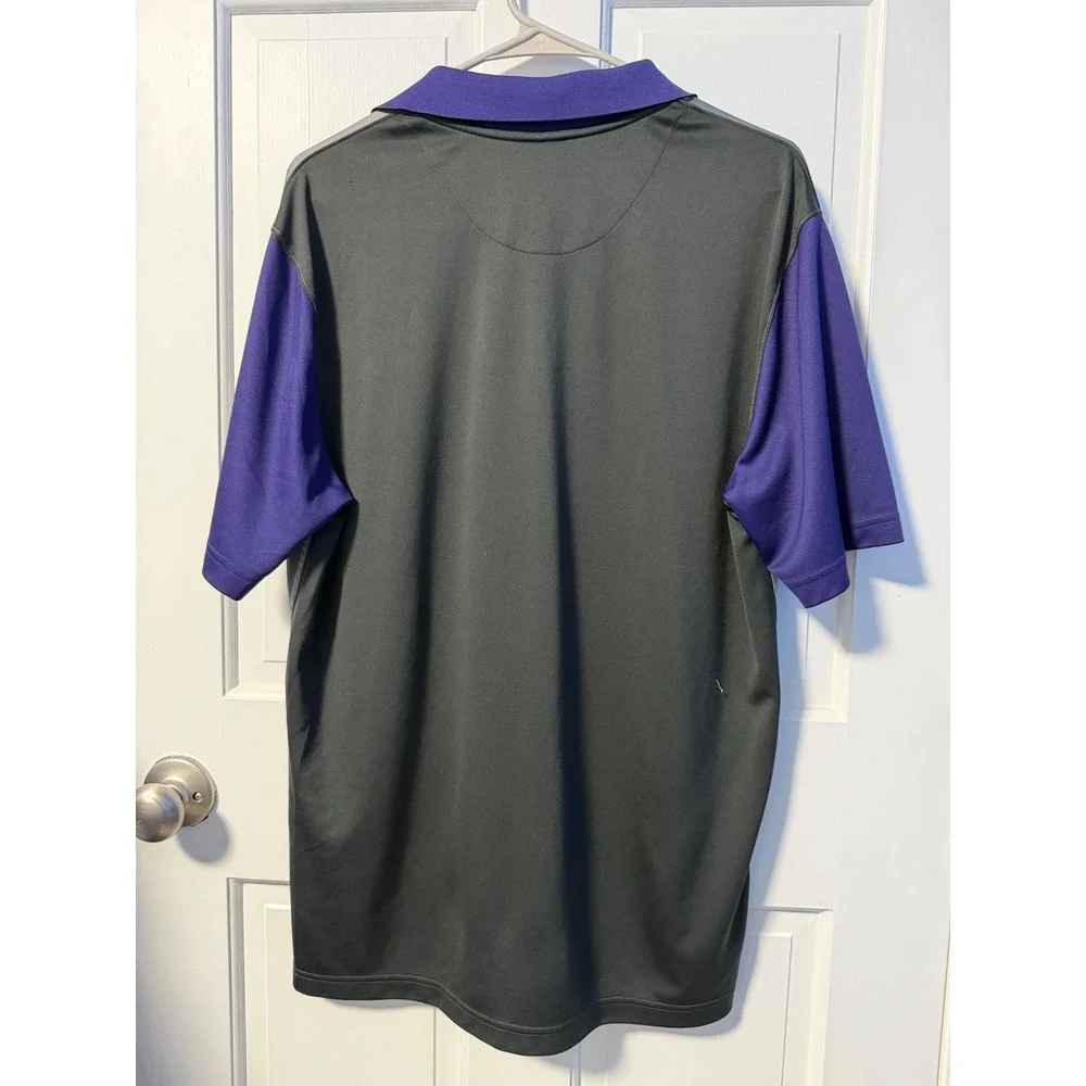 Nike Polo Shirt Mens L Grey Purple K-State Wildcats Dri-FIT